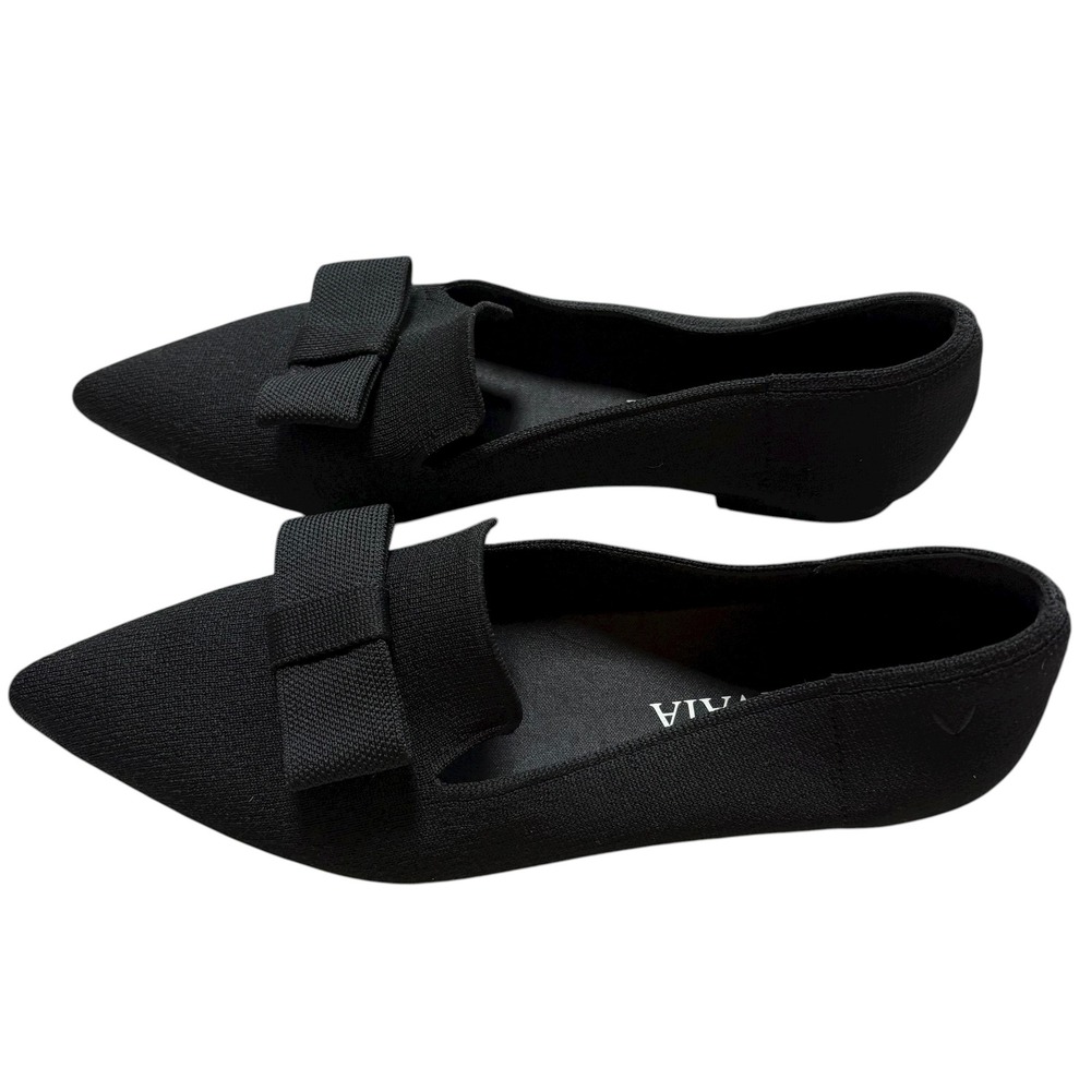 Vivaia Black Pointed Bow Flats - Picture 6 of 10